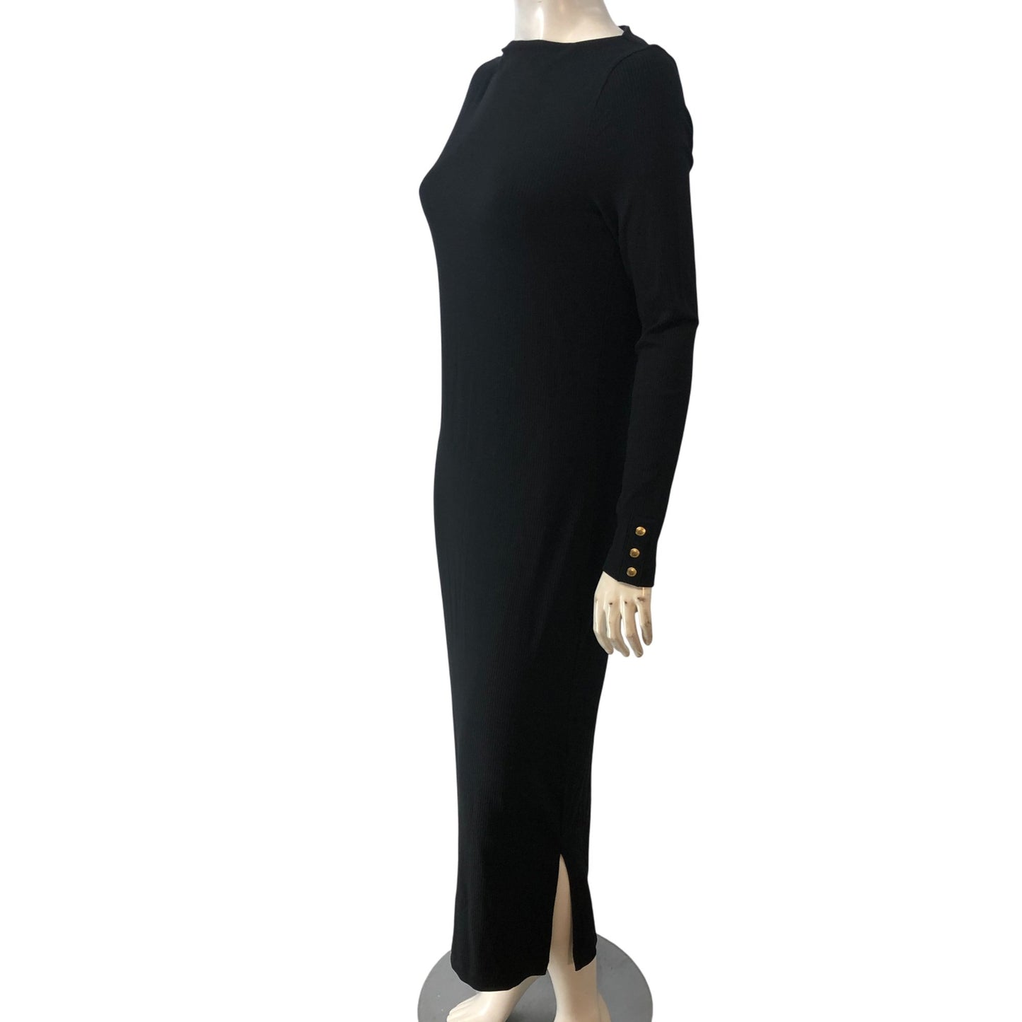 Barbour Olivios Midi Dress Size 10 Women's Black Long Sleeve Ribbed Style