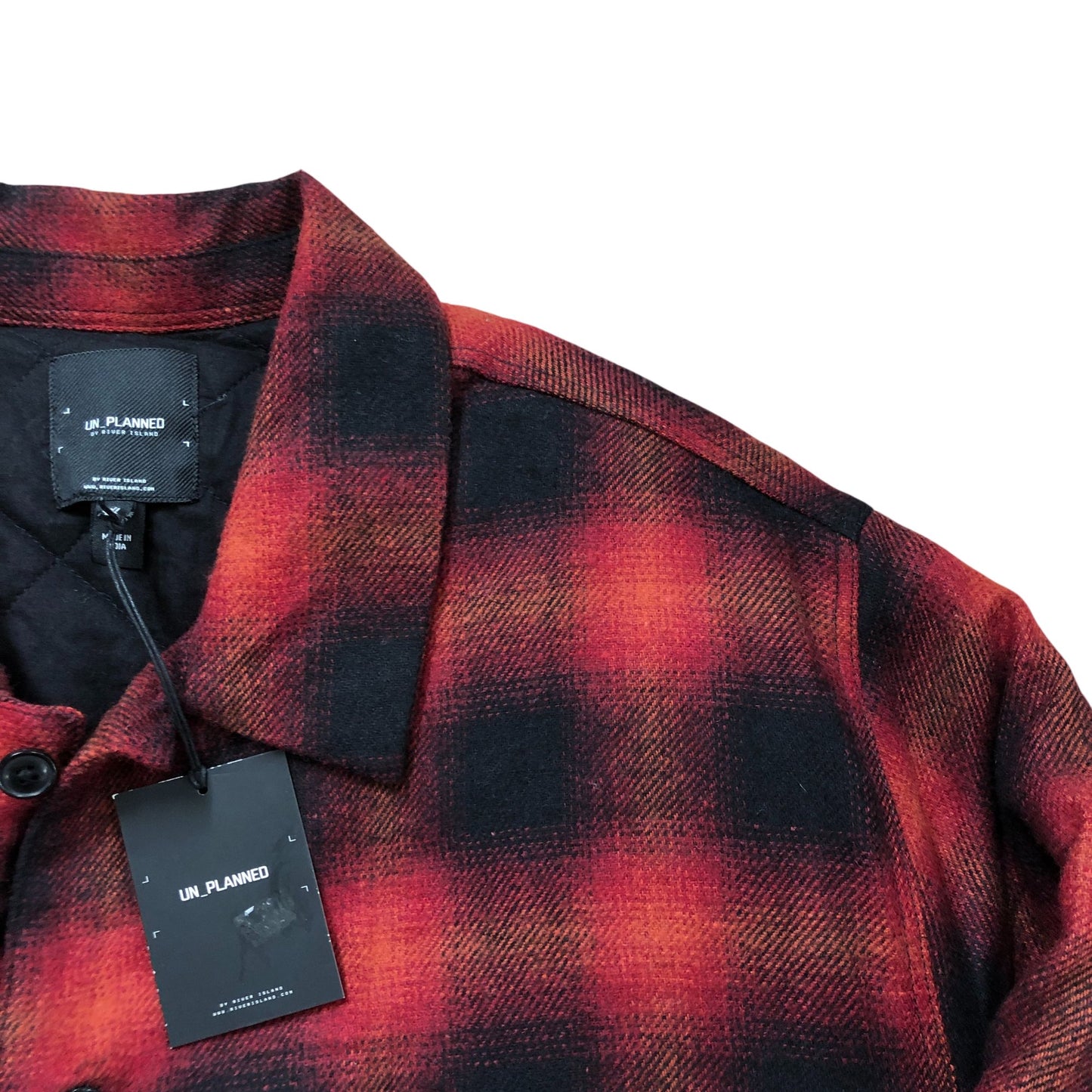 River Island Red Black Checked Overshirt XXL Men's Casual Flannel Jacket