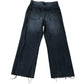 River Island Denim Specialist Women's Wide Leg Jeans Dark Wash Raw Hem Size 6