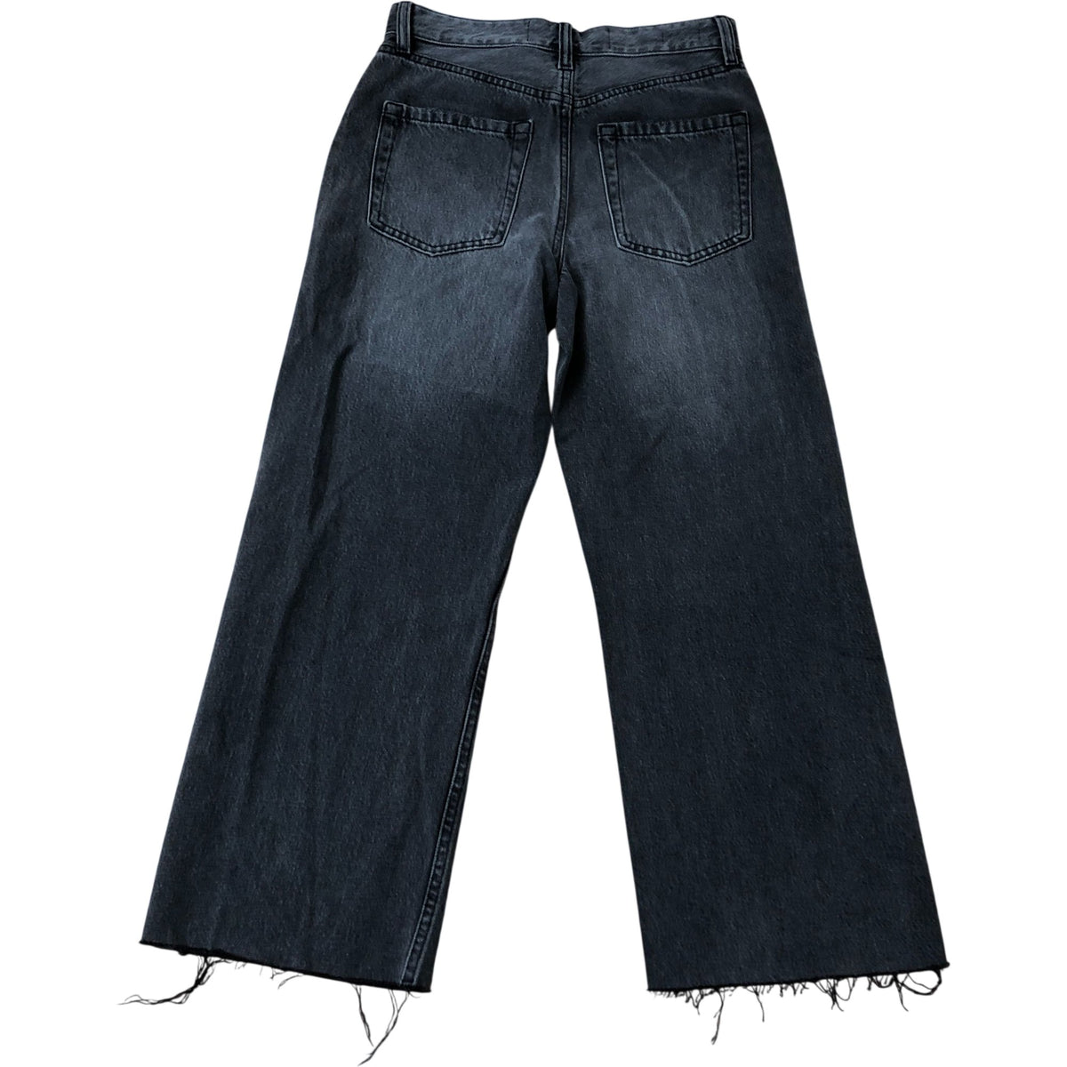 River Island Denim Specialist Women's Wide Leg Jeans Dark Wash Raw Hem Size 6