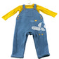 Mini Cuddles 6-9 Months Baby Overall Set Blue Quilted with Yellow Top