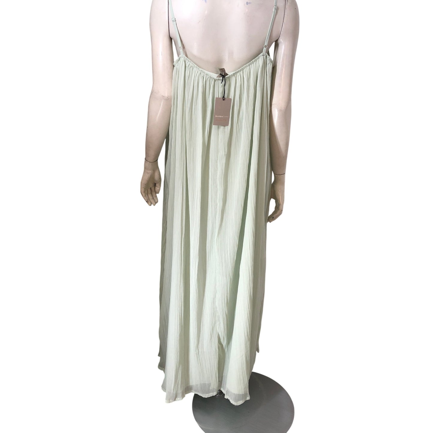 River Island Studio Maxi Dress UK16 Women's Pleated Light Green Sleeveless