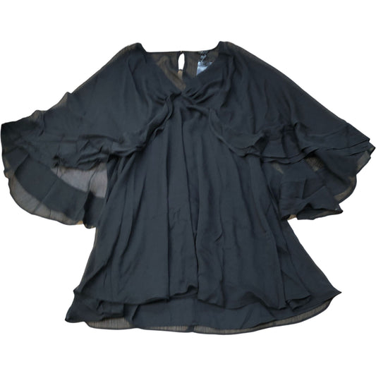 River Island Studio Black Sheer Overlay Ruffle Blouse