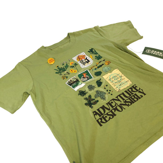 Parks Project Adventure Responsibly T-Shirt Cotton Green Casual Tee Size S- UK8