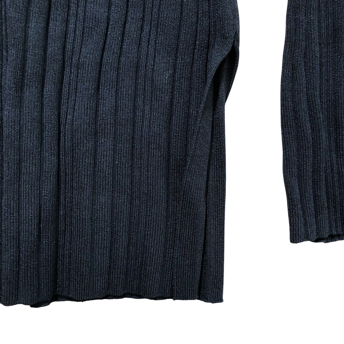 River Island Women's Black Ribbed Long Sleeve Top With Button Detail Size 8
