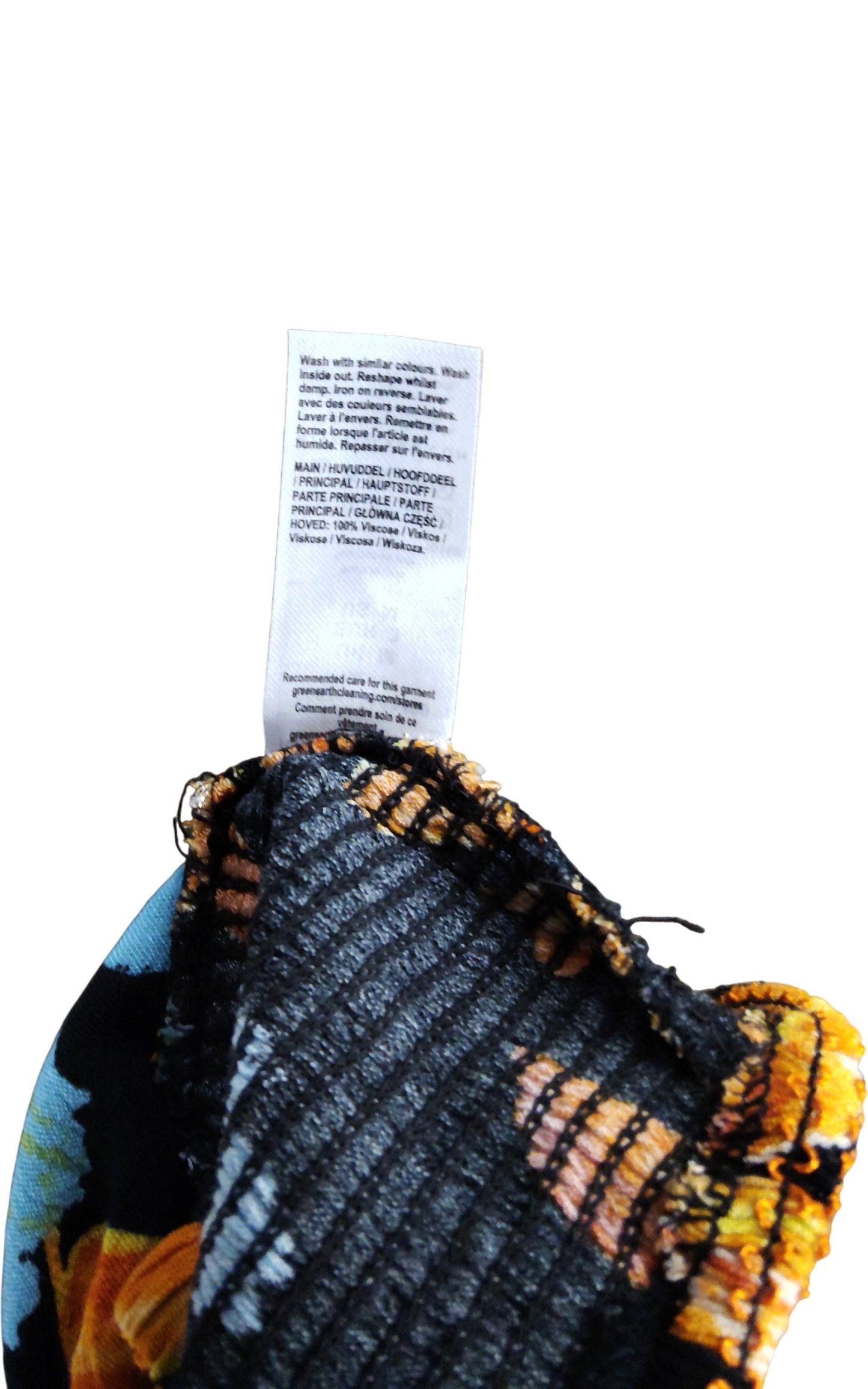 River Island Women's Floral Print Crop Top UK M Tie Straps Black Orange Beach