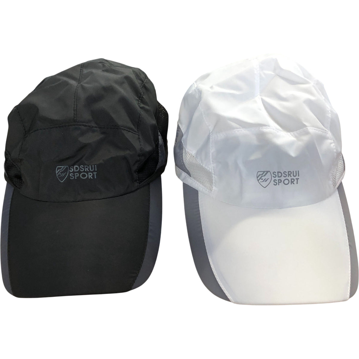 SDSRUI Sport Black White Baseball Caps Running Hats Adjustable Size- 2 Pack
