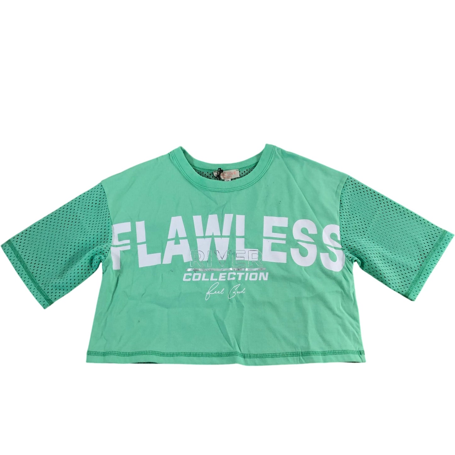 RIVER ISLAND Flawless Collection Crop Top UK 5-6 Years Girls Green Short Sleeve