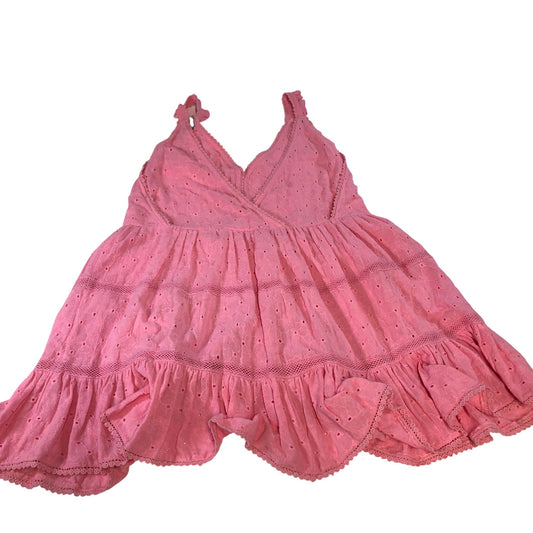 River Island Pink Cotton Flare Dress Women's Casual Sleeveless V Neck XS