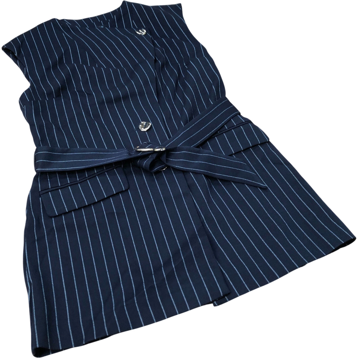 River Island Pinstripe Jacket Women's Sleeveless Belted Formal Style