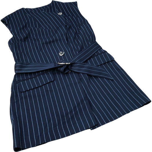 River Island Pinstripe Jacket Women's Sleeveless Belted Formal Style