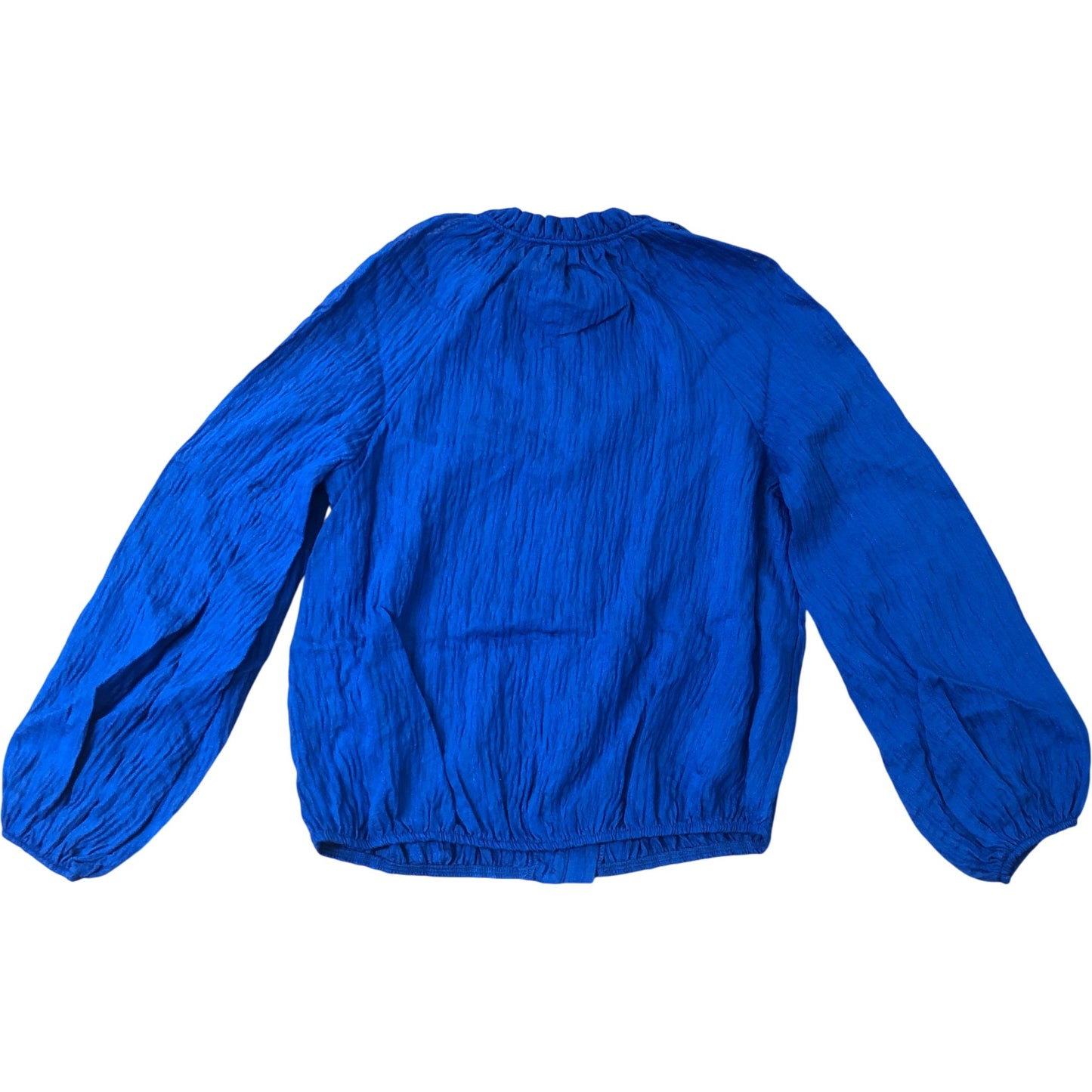 Blue Textured Blouse Size XS Women's Long Sleeve Button Detail