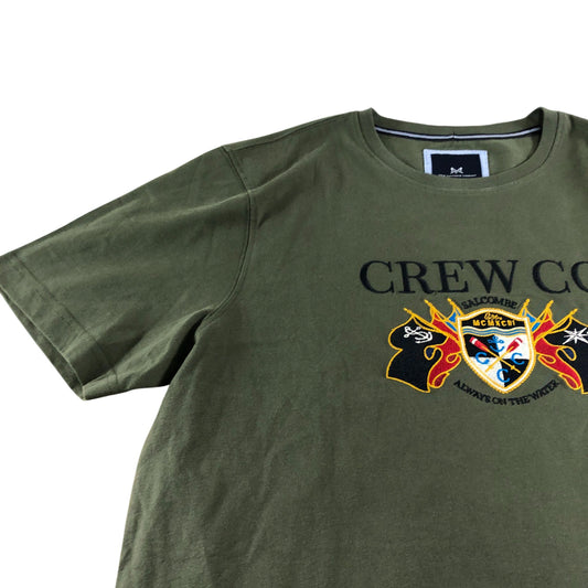 Crew Clothing Company Graphic T-Shirt Size L Men's Olive Green Cotton Casual Tee