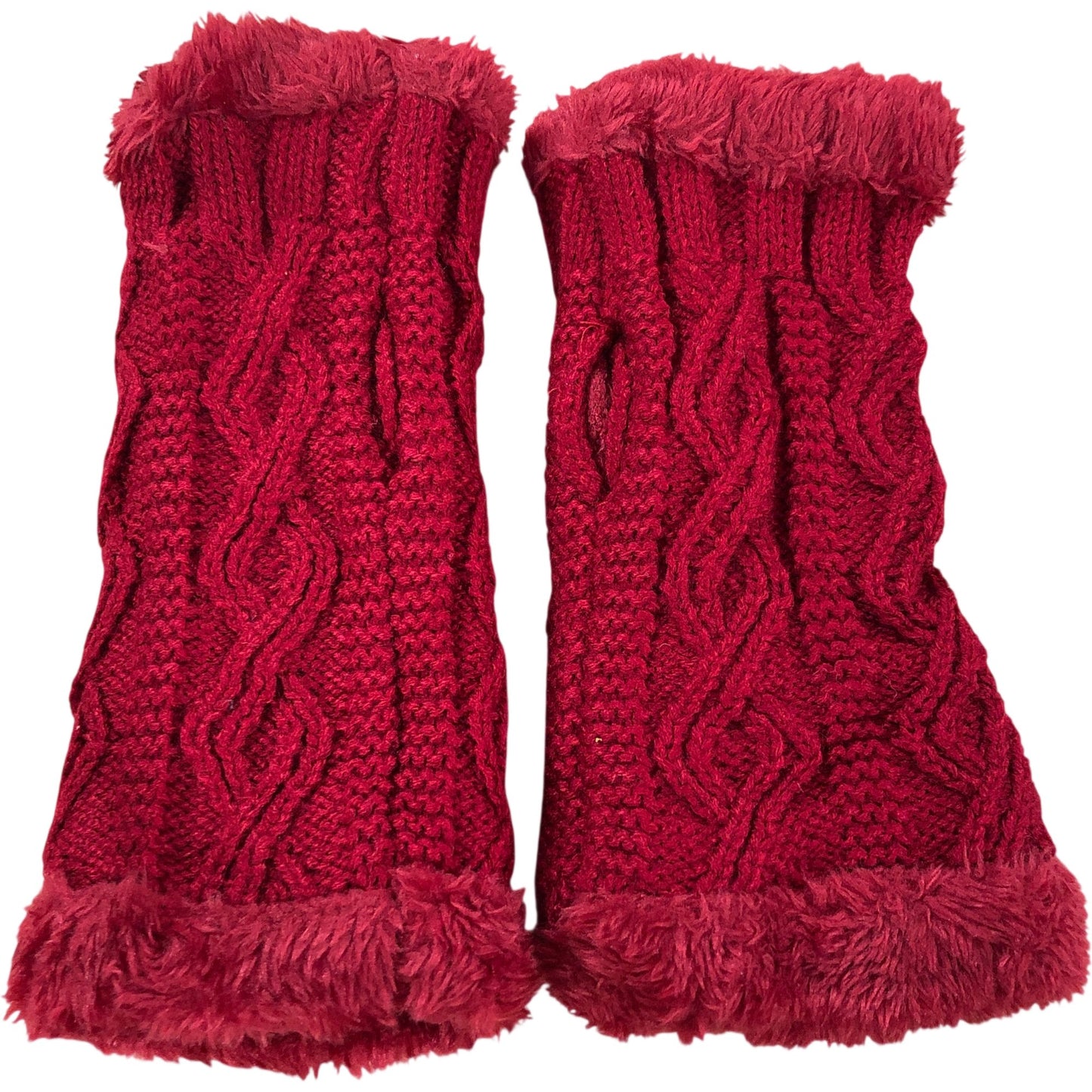Blurbe Women Fingerless Gloves Red