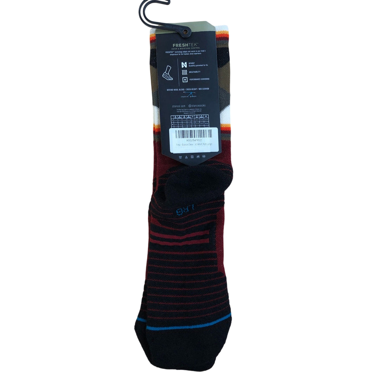 Stance Jimmy Chin Merino Wool Crew Hiking Socks FreshTek Red Black