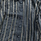 Sheer Black Button Up Blouse Size 10 Women's Metallic Striped Design