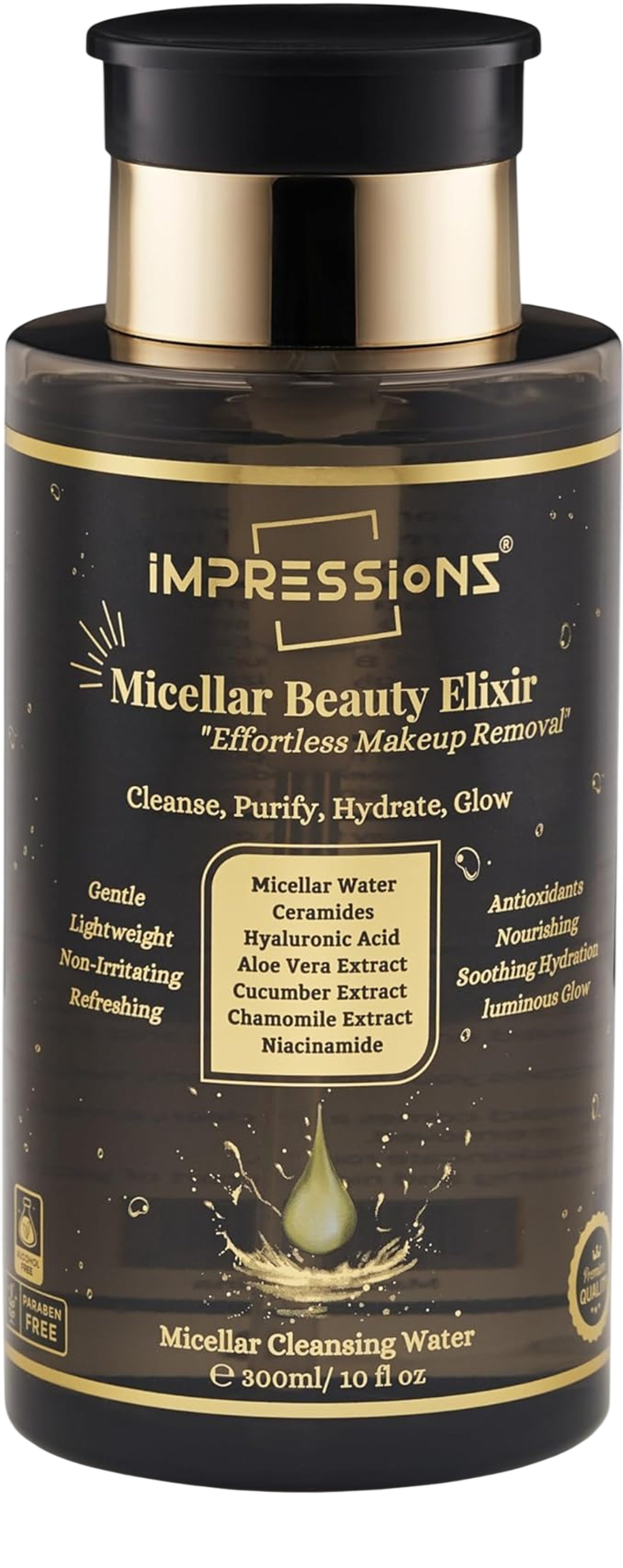 IMPRESSIONS Micellar Beauty Elixir Cleansing 100ml Makeup Removal Cottons Rounds