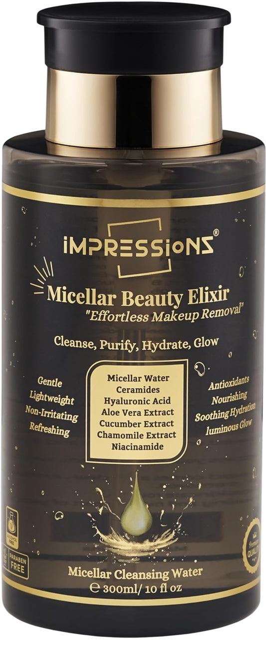 IMPRESSIONS Micellar Beauty Elixir Cleansing 100ml Makeup Removal Cottons Rounds