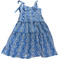 Lipsy Floral Embroidered Dress UK16 Women's Blue Cotton Summer A-Line