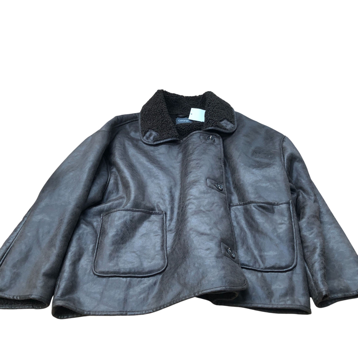 Women's Brown Faux Leather Jacket Casual Coat XXL UK24-26