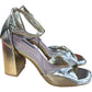 Gold Block Heel Sandals Open Toe Vegan Shoes Size 5