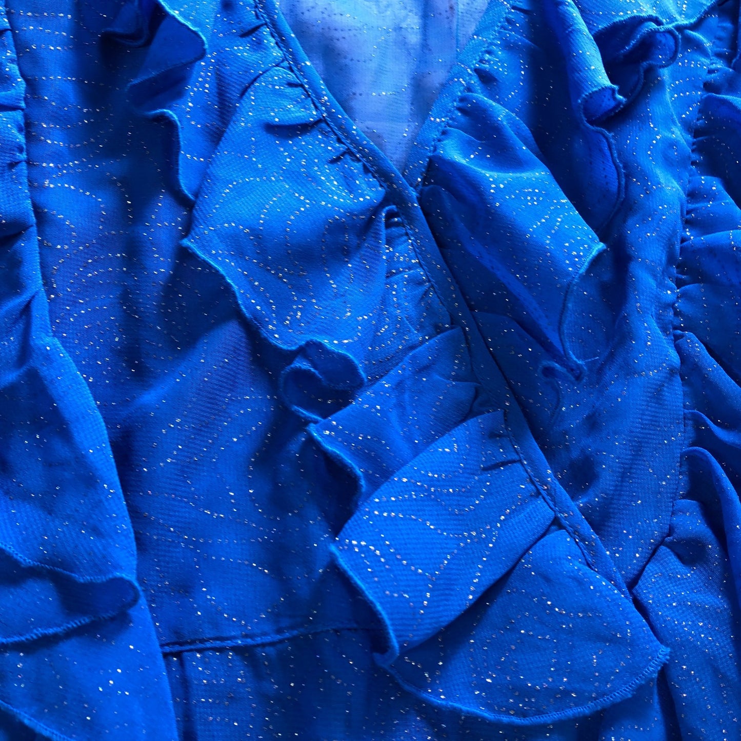 River Island Women's Blue Dress UK8 Ruffle Detail Long Sleeve Party Dress