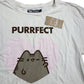 VU Pusheen Cat T Shirt Size L Women's Casual Cropped Cream Graphic Tee