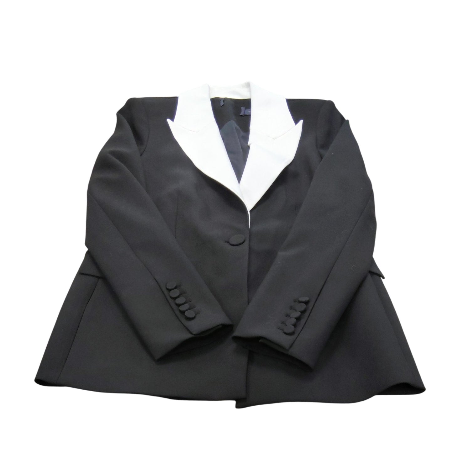 Red Herring Tuxedo Jacket UK12 Women's Formal Wear Black with White Satin Collar