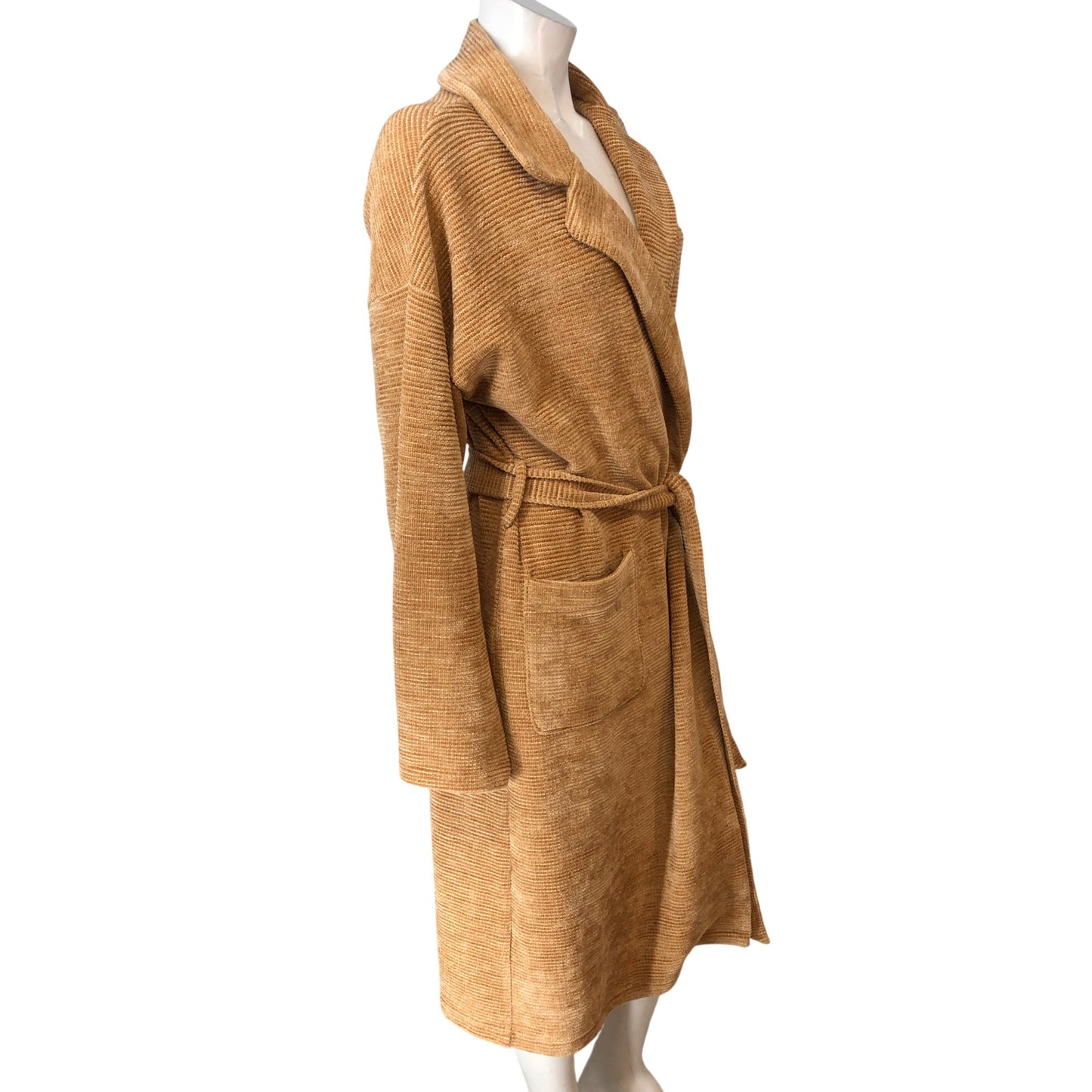 Nordstrom Women's S Sleep Robe Soft Rust Ribbed Polyester Spandex Fabric