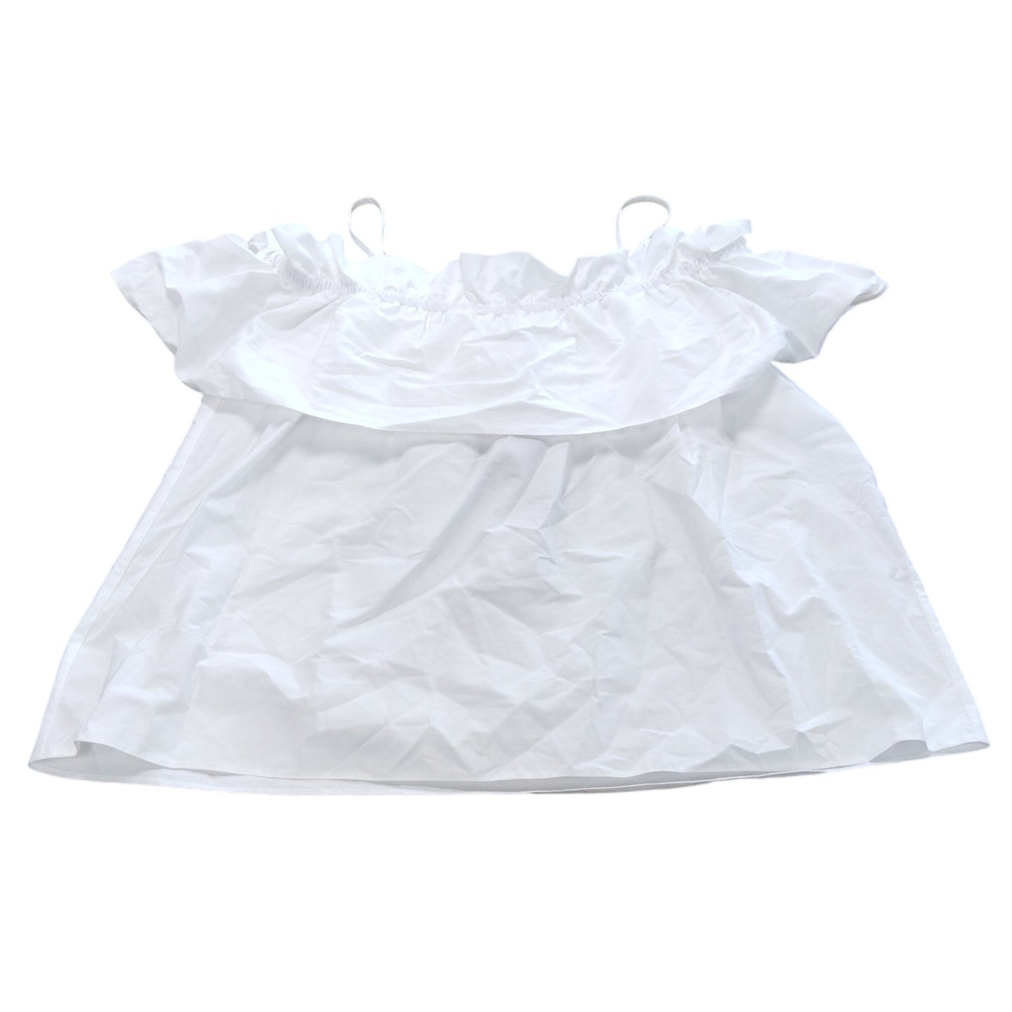 River Island Women's Ruffle Off Shoulder Top UK8 White Cotton Summer Blouse