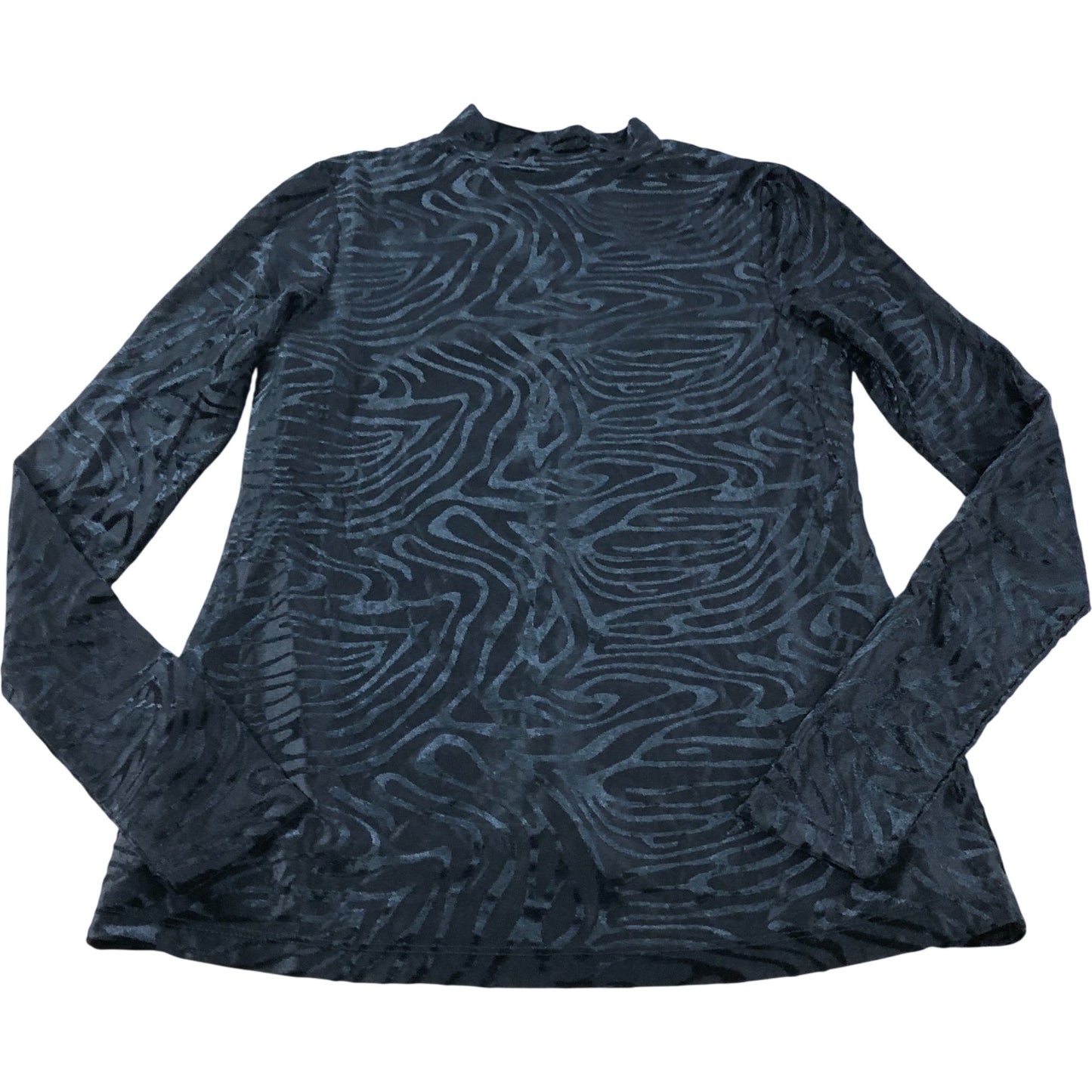 Branded Black Zebra Velvet Turtle Neck Top - Size 8