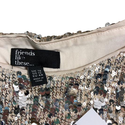 Friends Like These Sequin Top UK16 Women's Sleeveless Evening Wear Blouse