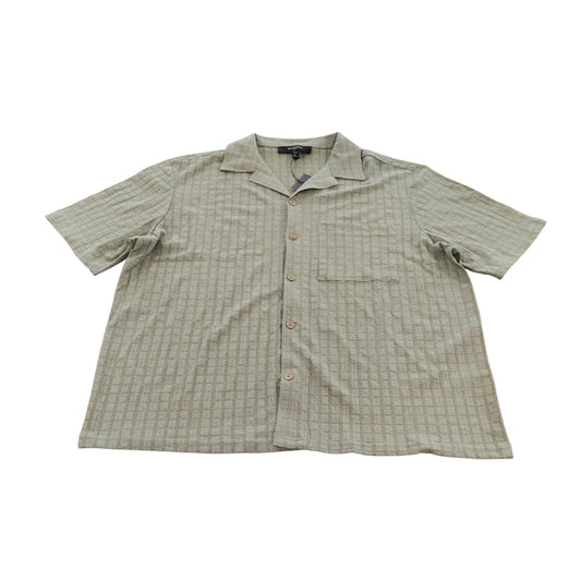 River Island Casual Short Sleeve Shirt UK XL Men's Green Texture Button Down