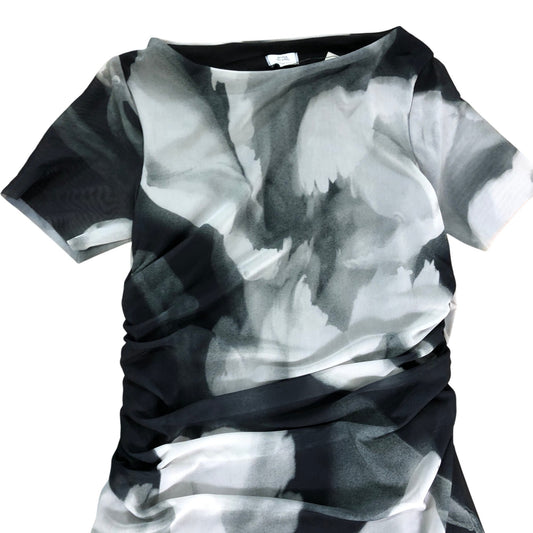 River Island Girls Dress UK9-10 Years Black White Floral Jersey Short Sleeve