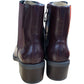 Wide Fit Ankle Boots Burgundy Faux Patent Leather Size 6