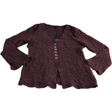 River Island Women's Burgundy Button Front Blouse Size UK Small Crinkle Fabric
