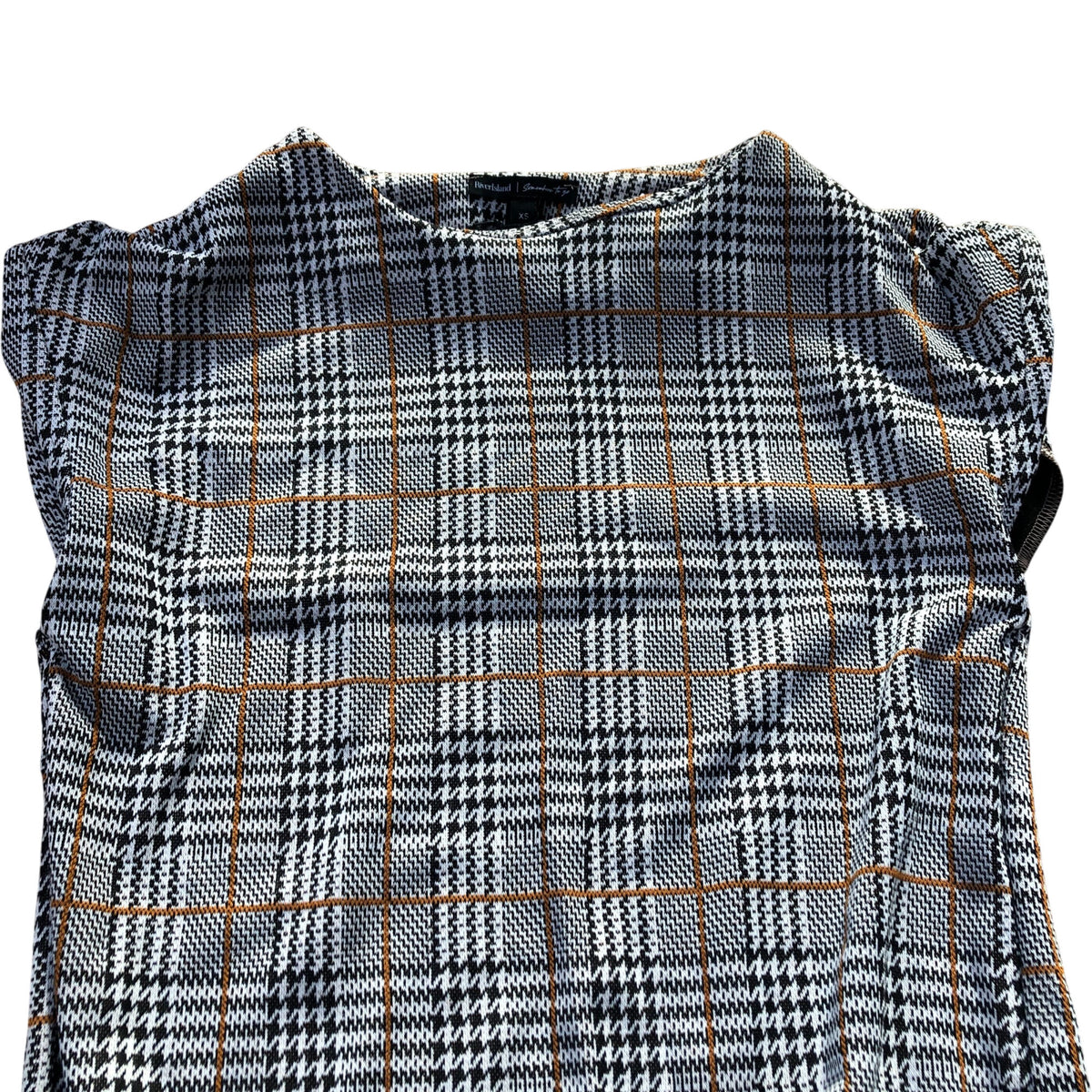 River Island Women's Checked Blouse Stylish Short Sleeves Tie Front Tops