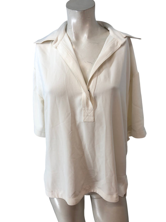 River Island Studio Summer Top UK8 Women's Cream Polo Style 100% Polyester