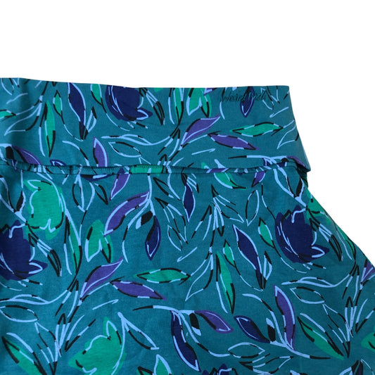Weird Fish Malmo Printed Skirt Size 10 Women's Leaf Green Floral Jersey