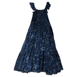 Flowy Sundress Women's Dark Blue Floral Design Tiered Style Size 8