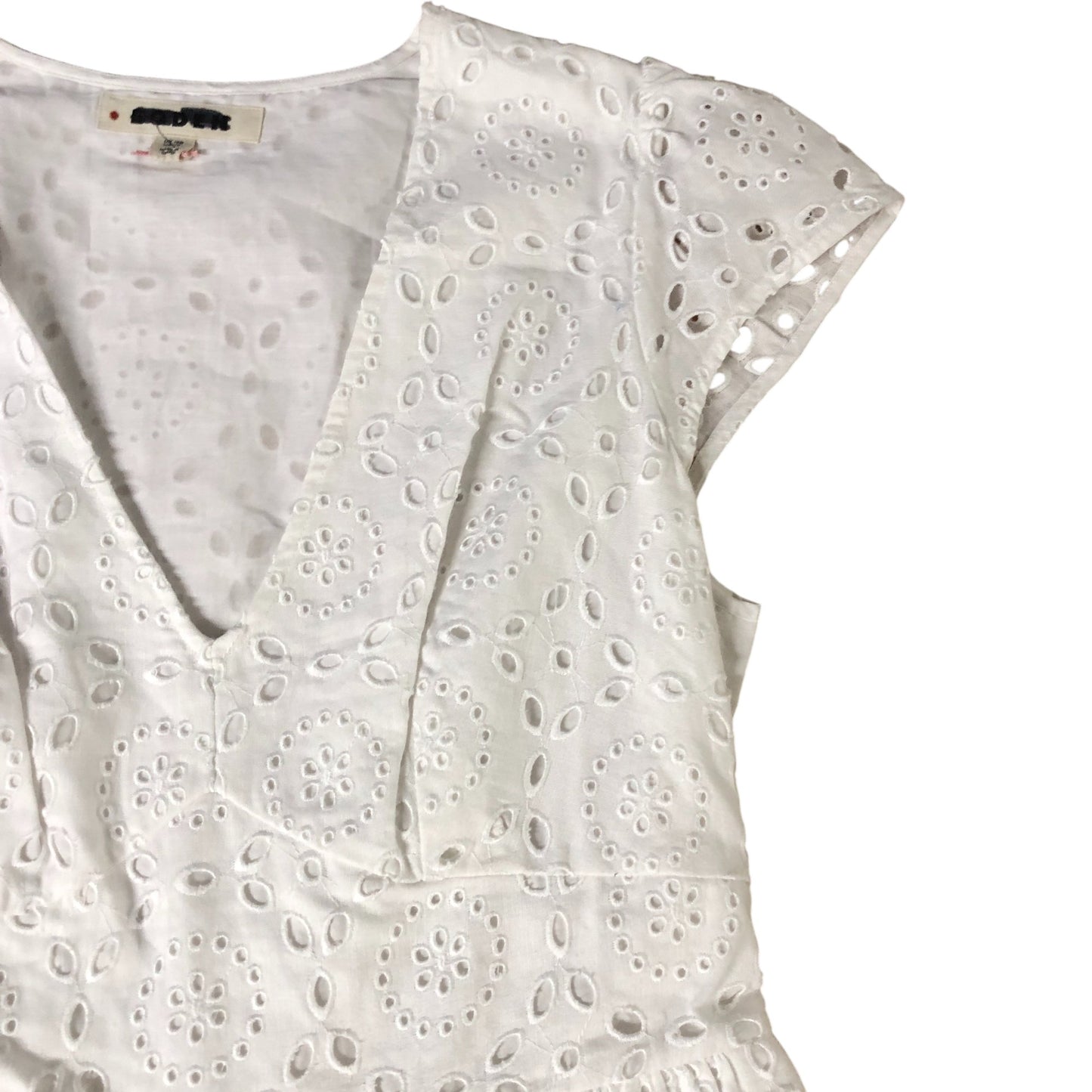 Women's 12R Embroidered Eyelet Long Maxi Dress White Summer Style