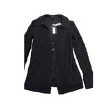 Black Textured Top Women Size 6 Stylish Long Sleeve Button Up