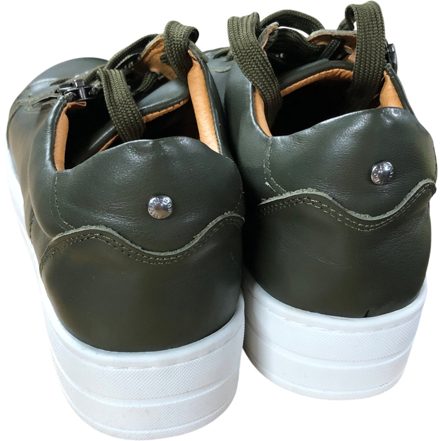 Moda Green Leather Trainers UK7 Women's Stylish Zip Detail Sneaker
