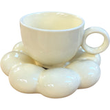 Coffee Cup & Saucer Set Cream Melamine Flower Shape Design