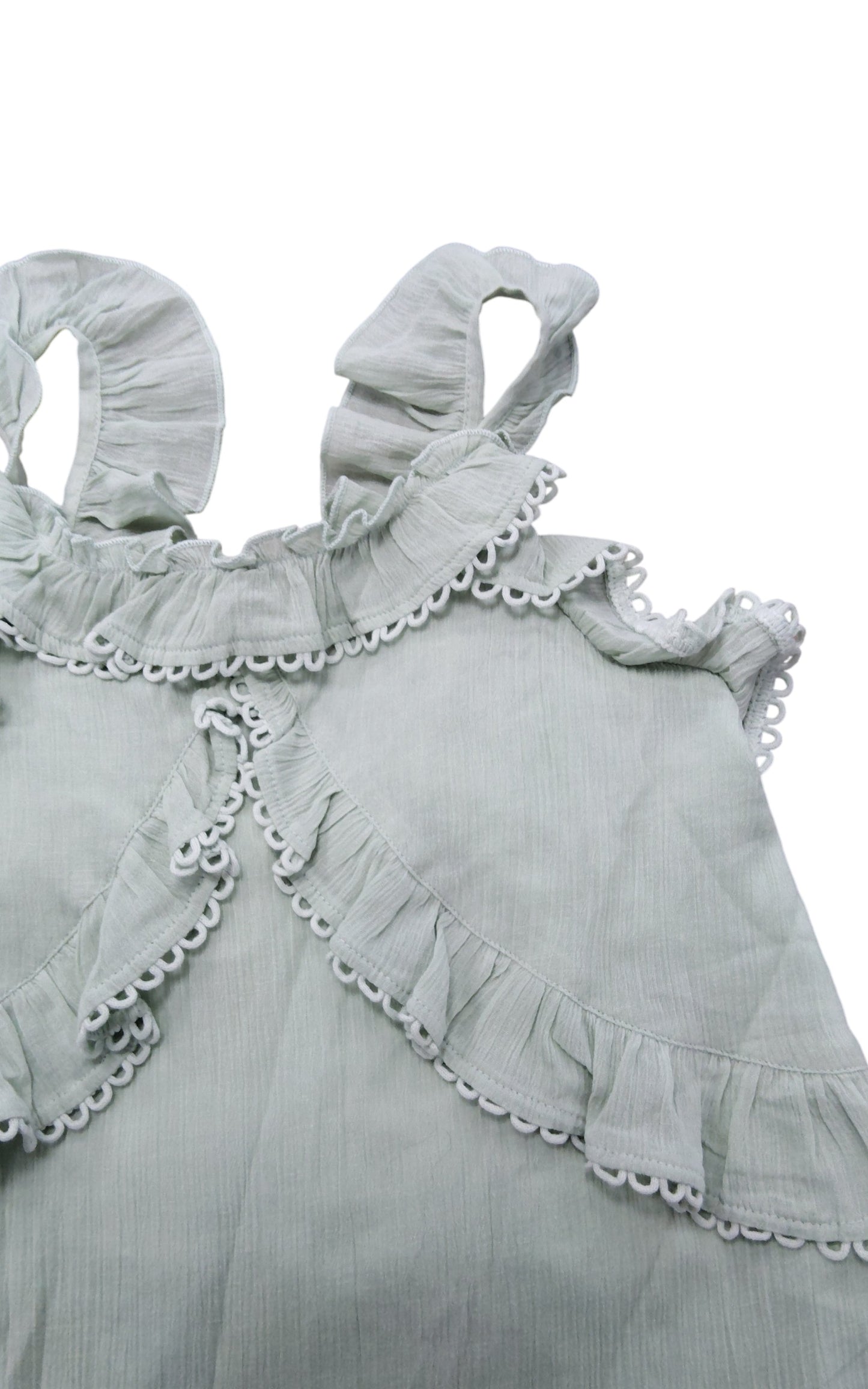 River Island Girls Dress UK11 Years Green Ruffled Tiered Summer Dress