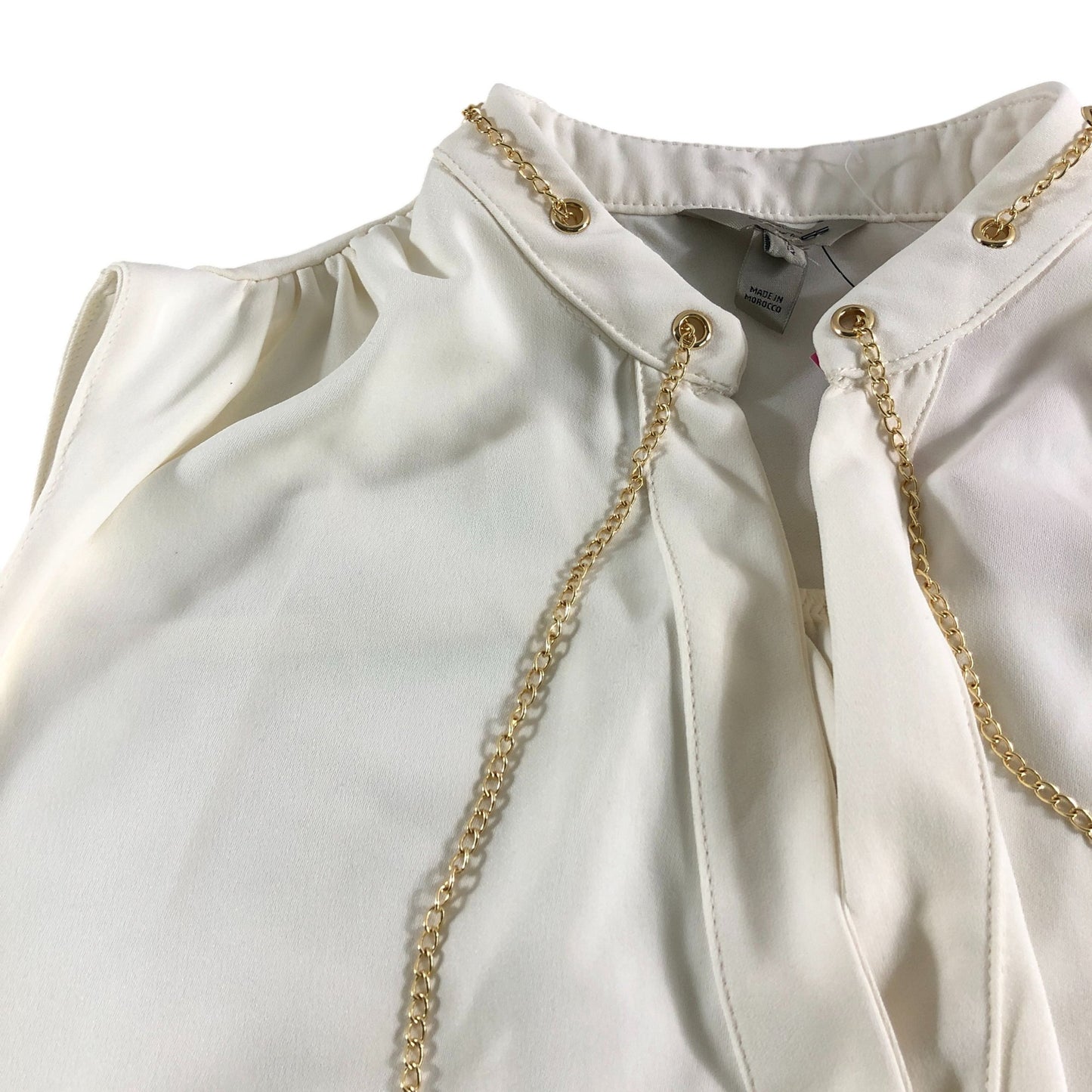 River Island Sleeveless Blouse UK16 Women's Cream With Gold Details