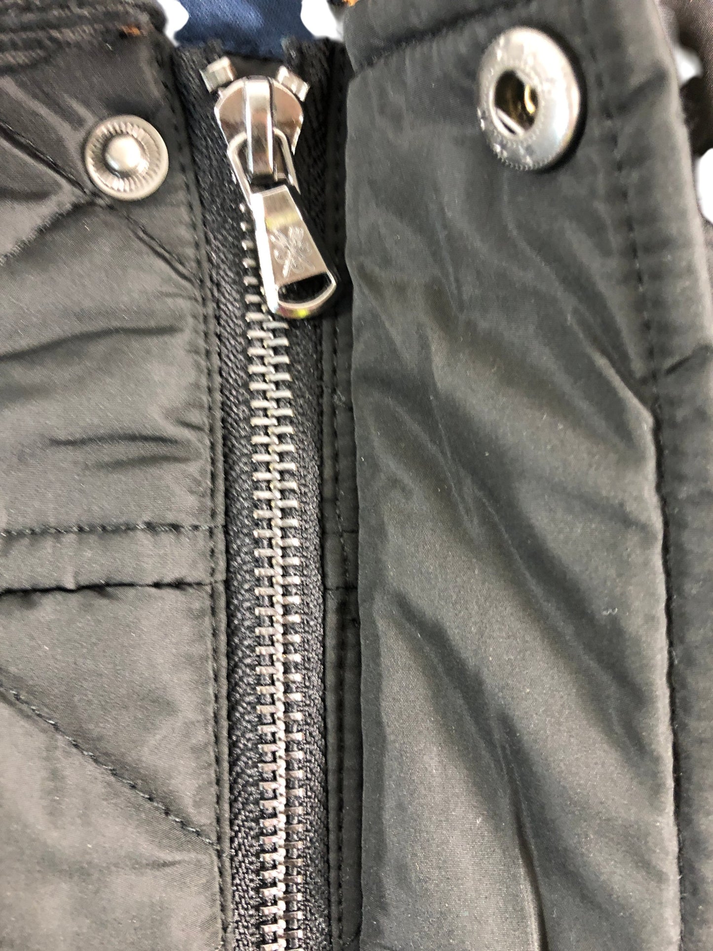 Branded Quilted Puffer Jacket Men's Black Button Fastening Size Medium