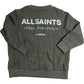 AllSaints Underground Waffle Crew Sweatshirt Size 9-10Y Boys Olive Green