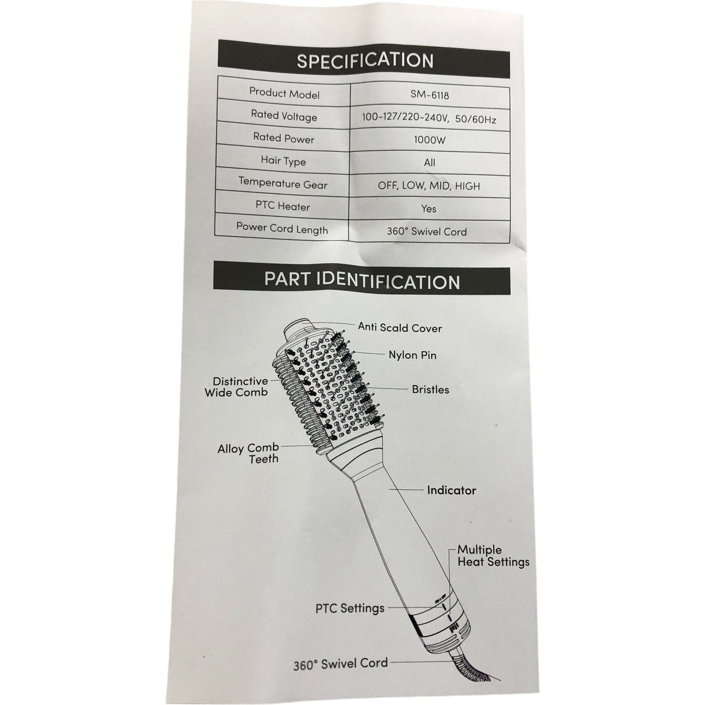 Branded One Step Hair Dryer Brush Model SM-6118 3 In 1 Styling Tool