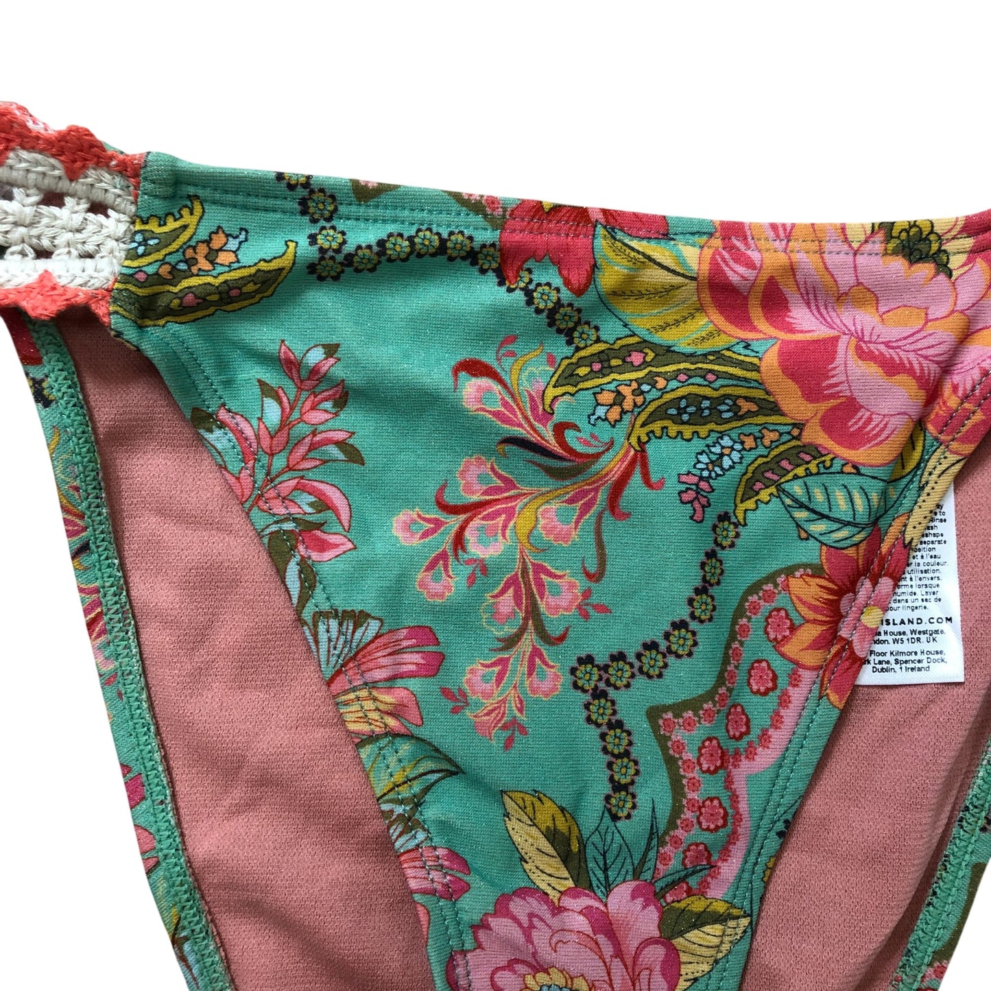 River Island Floral Print Swim Briefs Women Tie Side Detail Size 8